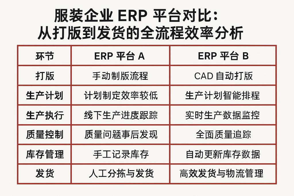服装企业 ERP 平台对比：从打版到发货的全流程效率分析